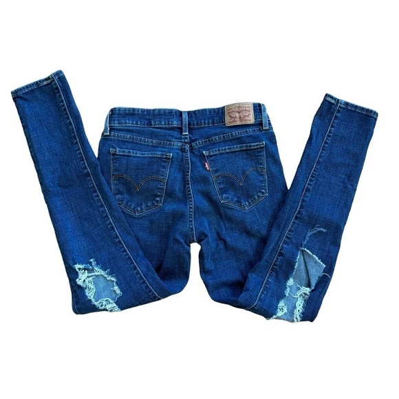 Levi’s 711 Skinny Distressed Blue Jeans Stretch Denim Classic Feminine Women/ 28 - Picture 1 of 16